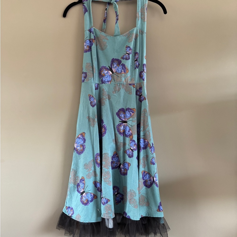Blue Butterfly Dress Halter Tulle Sundress Fairycore Cottagecore Small
